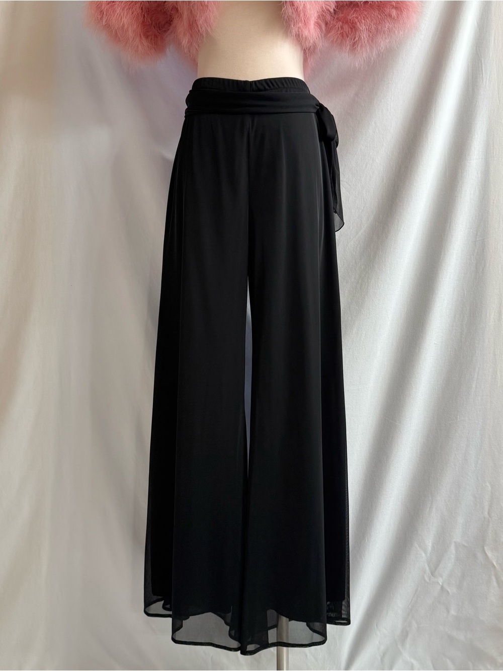 Y2K Black Wide Leg Belted Dress Pants